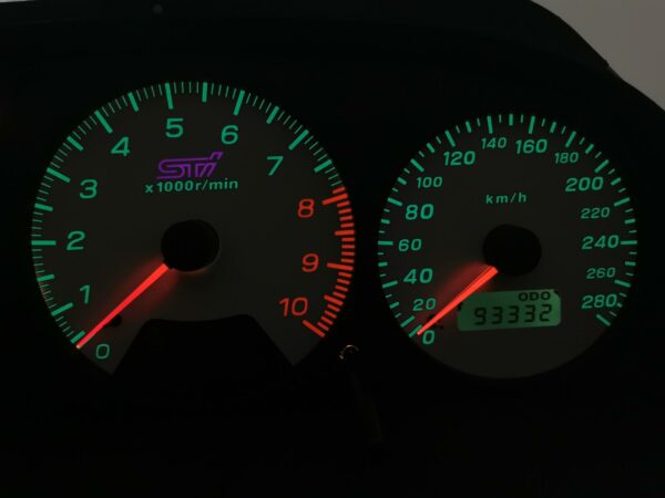 subaru impreza wrx sti v4 280 kmh kph tacho gauge cluster dials