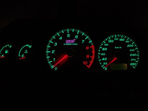 subaru impreza wrx sti v5 v6 280 kmh kph tacho gauge cluster dials