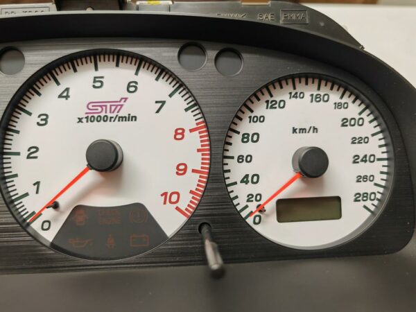 subaru impreza wrx sti v5 v6 280 kmh kph tacho gauge cluster dials